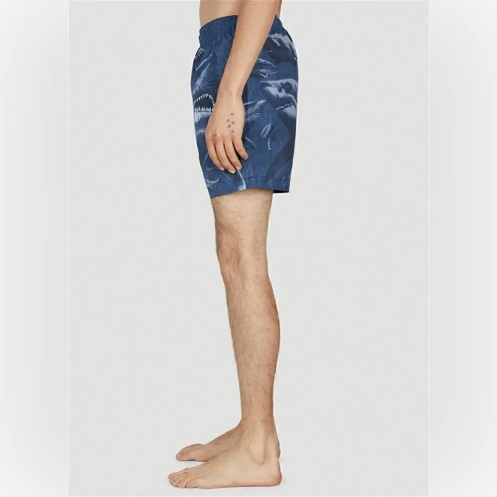 NWT $420 Burberry Shark Print Martin Swim Shorts Trunks Navy Men's  S  AUTHENTIC
